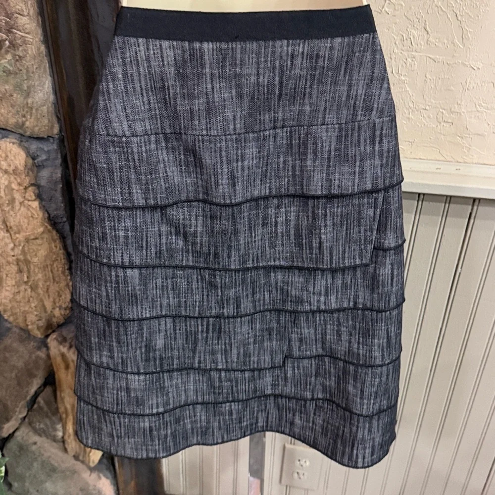 New Directions Charcoal Tiered A-Line Skirt